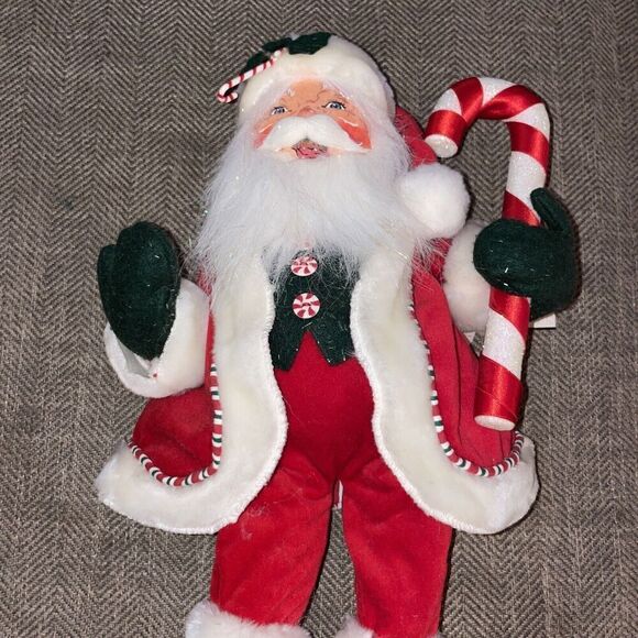 2005 Annalee Mobilitee Handcrafted Santa Doll Red White w/ Candy Cane 15" NWT - Picture 2 of 4